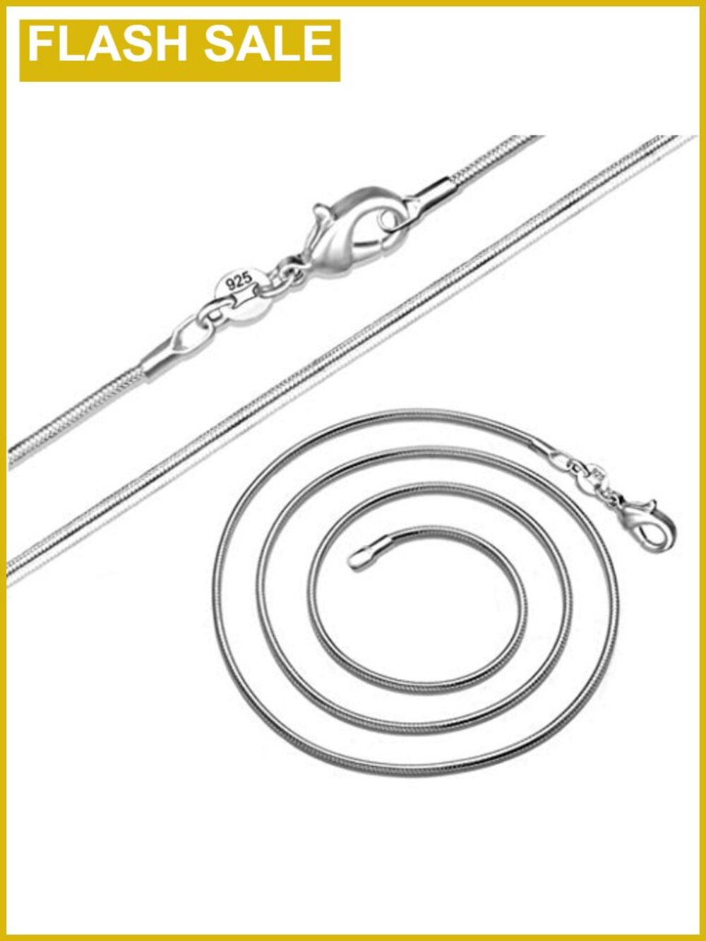 925 Sterling Silver 1mm Snake Chain Necklace 28 Inch
